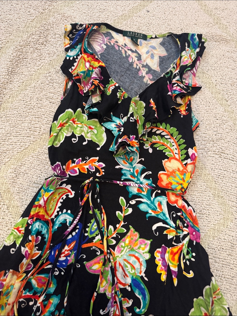 Ralph Lauren Black Floral Paisley Midi Dress - Picture 2 of 4